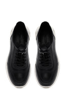Men's Black Lace-up Thick-Sole Leather Sneaker | Derimod Men's Black Lace-up Thick-Sole Leather Sneaker | Derimod