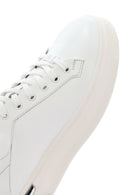Men's White Lace-up Thick-Sole Leather Sneaker | Derimod Men's White Lace-up Thick-Sole Leather Sneaker | Derimod
