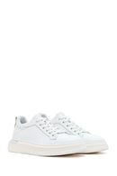 Men's White Lace-up Thick-Sole Leather Sneaker | Derimod Men's White Lace-up Thick-Sole Leather Sneaker | Derimod