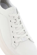 Men's White Lace-up Thick-Sole Leather Sneaker | Derimod Men's White Lace-up Thick-Sole Leather Sneaker | Derimod