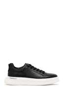 Men's Black Lace-up Thick-Sole Leather Sneaker | Derimod Men's Black Lace-up Thick-Sole Leather Sneaker | Derimod