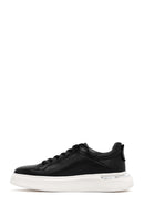 Men's Black Lace-up Thick-Sole Leather Sneaker | Derimod Men's Black Lace-up Thick-Sole Leather Sneaker | Derimod