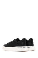 Men's Black Lace-up Thick-Sole Leather Sneaker | Derimod Men's Black Lace-up Thick-Sole Leather Sneaker | Derimod
