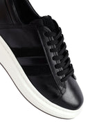Erkek Siyah Bağcıklı Kalın Tabanlı Deri Sneaker | Derimod Erkek Siyah Bağcıklı Kalın Tabanlı Deri Sneaker | Derimod