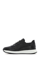 Erkek Siyah Bağcıklı Kalın Tabanlı Deri Casual Sneaker | Derimod Erkek Siyah Bağcıklı Kalın Tabanlı Deri Casual Sneaker | Derimod