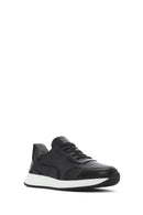 Erkek Siyah Bağcıklı Kalın Tabanlı Deri Casual Sneaker | Derimod Erkek Siyah Bağcıklı Kalın Tabanlı Deri Casual Sneaker | Derimod