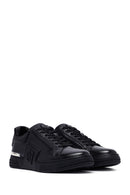 Men's Black Lace-up Thick-Sole Leather Sneaker | Derimod Men's Black Lace-up Thick-Sole Leather Sneaker | Derimod