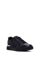 Men's Black Lace-up Thick-Sole Leather Sneaker | Derimod Men's Black Lace-up Thick-Sole Leather Sneaker | Derimod