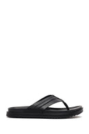Men's Black Leather Slippers | Derimod Men's Black Leather Slippers | Derimod