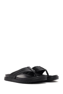 Men's Black Leather Slippers | Derimod Men's Black Leather Slippers | Derimod