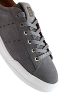 Men's Gray Lace-Up Suede Leather Sneaker | Derimod Men's Gray Lace-Up Suede Leather Sneaker | Derimod