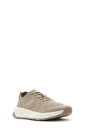 Erkek Bej Bağcıklı Nubuk Deri Sneaker | Derimod Erkek Bej Bağcıklı Nubuk Deri Sneaker | Derimod