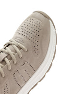 Erkek Bej Bağcıklı Nubuk Deri Sneaker | Derimod Erkek Bej Bağcıklı Nubuk Deri Sneaker | Derimod