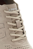 Erkek Bej Bağcıklı Nubuk Deri Sneaker | Derimod Erkek Bej Bağcıklı Nubuk Deri Sneaker | Derimod