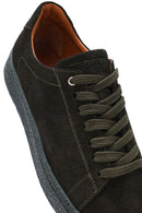 Men's Khaki Lace-Up Suede Leather Sneakers | Derimod Men's Khaki Lace-Up Suede Leather Sneakers | Derimod