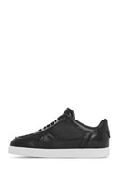 Erkek Siyah Bağcıklı Deri Sneaker | Derimod Erkek Siyah Bağcıklı Deri Sneaker | Derimod