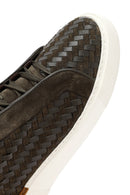 Erkek Haki Bağcıklı Örgülü Kalın Tabanlı Deri Sneaker | Derimod Erkek Haki Bağcıklı Örgülü Kalın Tabanlı Deri Sneaker | Derimod