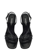 Women's Black Ankle Strap Low Heeled Sandals | Derimod Women's Black Ankle Strap Low Heeled Sandals | Derimod