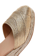 Women's Gold Ankle Buckle Metallic Wedge Heel Espadrilles | Derimod Women's Gold Ankle Buckle Metallic Wedge Heel Espadrilles | Derimod
