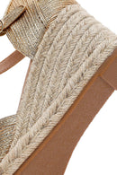 Women's Gold Ankle Buckle Metallic Wedge Heel Espadrilles | Derimod Women's Gold Ankle Buckle Metallic Wedge Heel Espadrilles | Derimod