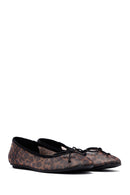Women's Leopard Bow Patterned Ballerinas | Derimod Women's Leopard Bow Patterned Ballerinas | Derimod