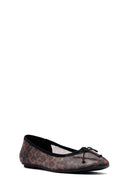 Women's Leopard Bow Patterned Ballerinas | Derimod Women's Leopard Bow Patterned Ballerinas | Derimod