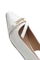 Women's Cream Open Back Classic Ballerinas | Derimod Women's Cream Open Back Classic Ballerinas | Derimod