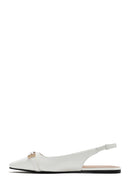 Women's Cream Open Back Classic Ballerinas | Derimod Women's Cream Open Back Classic Ballerinas | Derimod
