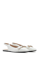 Women's Cream Open Back Classic Ballerinas | Derimod Women's Cream Open Back Classic Ballerinas | Derimod