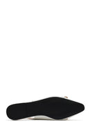 Women's Cream Open Back Classic Ballerinas | Derimod Women's Cream Open Back Classic Ballerinas | Derimod