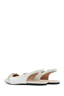 Women's Cream Open Back Classic Ballerinas | Derimod Women's Cream Open Back Classic Ballerinas | Derimod