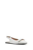 Women's Cream Open Back Classic Ballerinas | Derimod Women's Cream Open Back Classic Ballerinas | Derimod