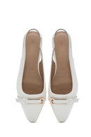Women's Cream Open Back Classic Ballerinas | Derimod Women's Cream Open Back Classic Ballerinas | Derimod
