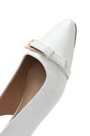 Women's Cream Open Back Classic Ballerinas | Derimod Women's Cream Open Back Classic Ballerinas | Derimod