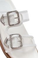Women's White Double Buckle Slippers | Derimod Women's White Double Buckle Slippers | Derimod