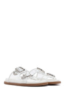 Women's White Double Buckle Slippers | Derimod Women's White Double Buckle Slippers | Derimod