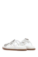 Women's White Double Buckle Slippers | Derimod Women's White Double Buckle Slippers | Derimod