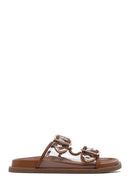 Women's Tan Double Buckle Slippers | Derimod Women's Tan Double Buckle Slippers | Derimod