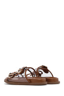 Women's Tan Double Buckle Slippers | Derimod Women's Tan Double Buckle Slippers | Derimod