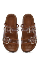 Women's Tan Double Buckle Slippers | Derimod Women's Tan Double Buckle Slippers | Derimod