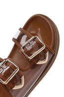 Women's Tan Double Buckle Slippers | Derimod Women's Tan Double Buckle Slippers | Derimod