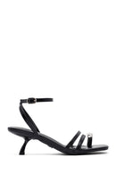 Women's Black Ankle Buckle Low Thin Heel Sandals | Derimod Women's Black Ankle Buckle Low Thin Heel Sandals | Derimod