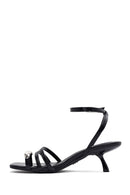 Women's Black Ankle Buckle Low Thin Heel Sandals | Derimod Women's Black Ankle Buckle Low Thin Heel Sandals | Derimod