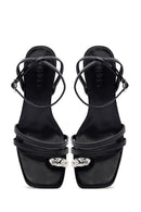Women's Black Ankle Buckle Low Thin Heel Sandals | Derimod Women's Black Ankle Buckle Low Thin Heel Sandals | Derimod
