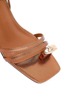 Women's Bronze Low Thin Heel Metallic Sandals | Derimod Women's Bronze Low Thin Heel Metallic Sandals | Derimod