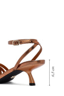 Women's Bronze Low Thin Heel Metallic Sandals | Derimod Women's Bronze Low Thin Heel Metallic Sandals | Derimod