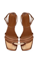 Women's Bronze Low Thin Heel Metallic Sandals | Derimod Women's Bronze Low Thin Heel Metallic Sandals | Derimod