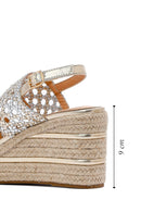 Women's Gold Braided Ankle Buckle Wedge Heeled Espadrille Sandals | Derimod Women's Gold Braided Ankle Buckle Wedge Heeled Espadrille Sandals | Derimod