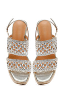 Women's Gold Braided Ankle Buckle Wedge Heeled Espadrille Sandals | Derimod Women's Gold Braided Ankle Buckle Wedge Heeled Espadrille Sandals | Derimod