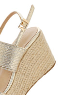 Women's Gold Ankle Buckle Chunky Heel Metallic Sandals | Derimod Women's Gold Ankle Buckle Chunky Heel Metallic Sandals | Derimod